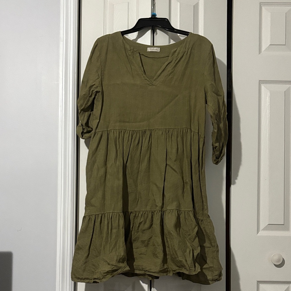 Linen Hunter Green Dress